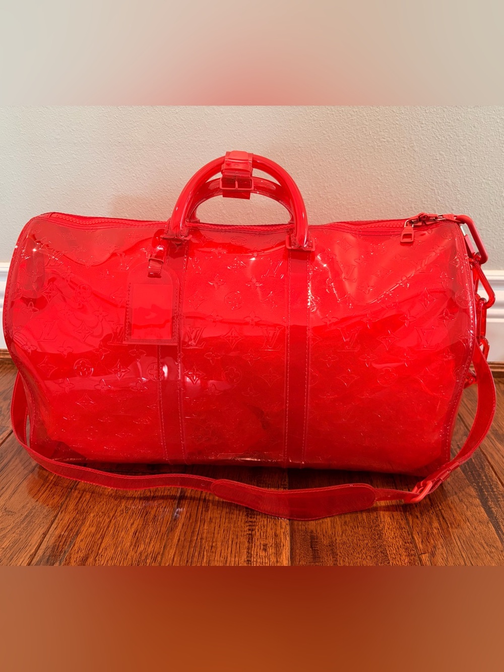 Louis Vuitton Keepall Bandoulière 50 Prism Rouge Red PVC Limited Edition